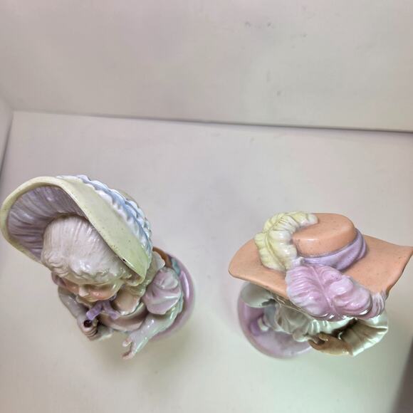 Vintage Bisque Boy & Girl Umbrella Figurines Porcelain 10-11" Pair Collectible - Picture 14 of 14